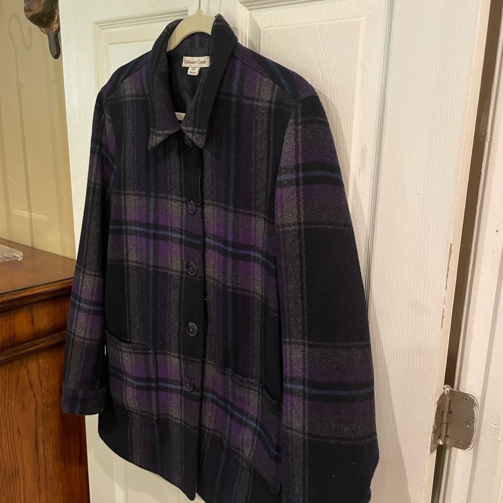 Coldwater Creek Black and Purple Plaid Jacket
